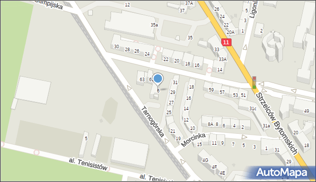 Bytom, Tarnogórska, 6, mapa Bytomia