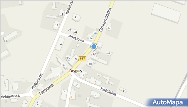 Drygały, Targowa, 12, mapa Drygały