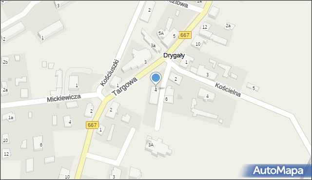 Drygały, Targowa, 4, mapa Drygały