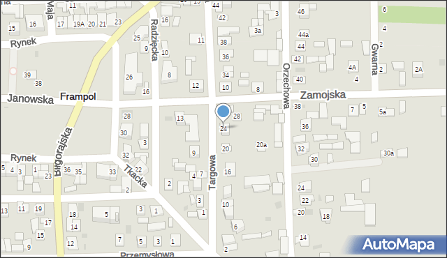 Frampol, Targowa, 24, mapa Frampol