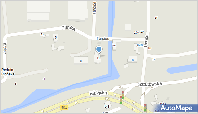 Gdańsk, Tarcice, 11A, mapa Gdańska