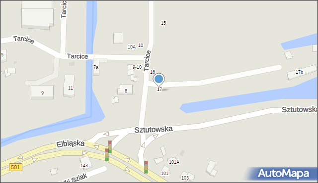 Gdańsk, Tarcice, 17, mapa Gdańska