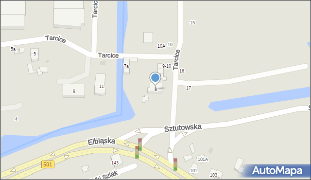 Gdańsk, Tarcice, 8, mapa Gdańska