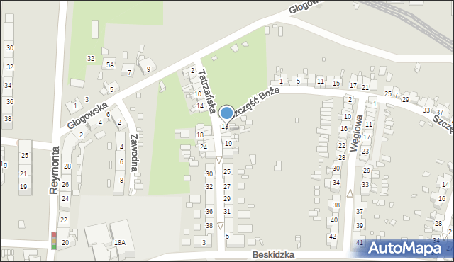 Gliwice, Tatrzańska, 15, mapa Gliwic