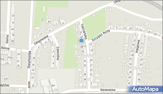 Gliwice, Tatrzańska, 18, mapa Gliwic