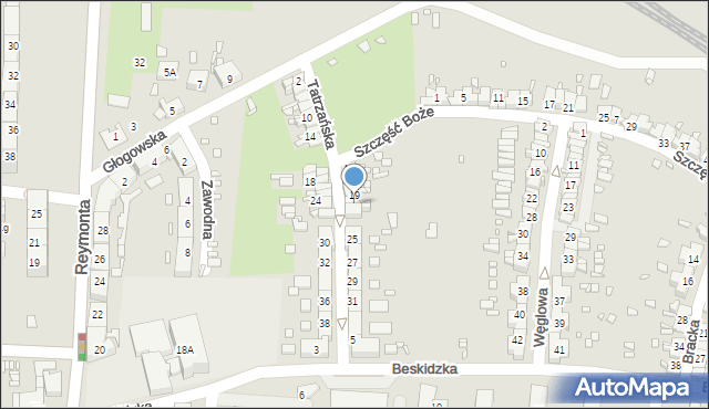 Gliwice, Tatrzańska, 21, mapa Gliwic