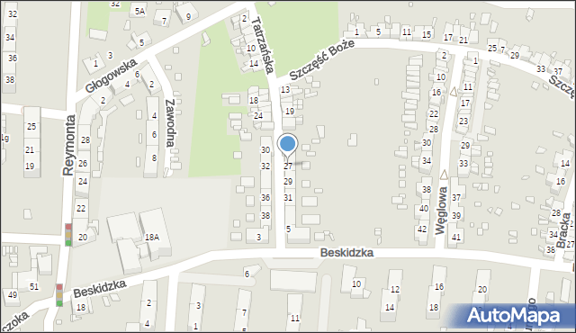 Gliwice, Tatrzańska, 27, mapa Gliwic