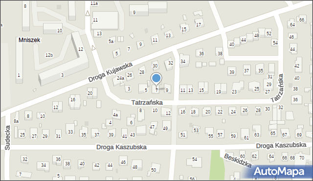 Grudziądz, Tatrzańska, 7, mapa Grudziądza
