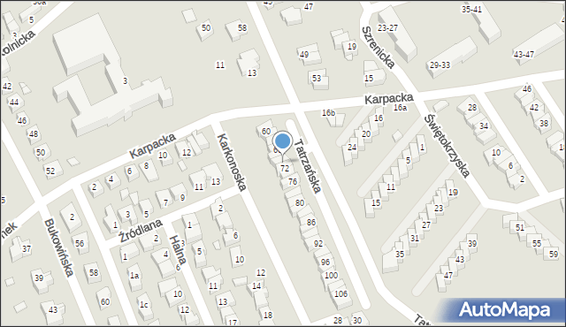 Kalisz, Tatrzańska, 70, mapa Kalisza