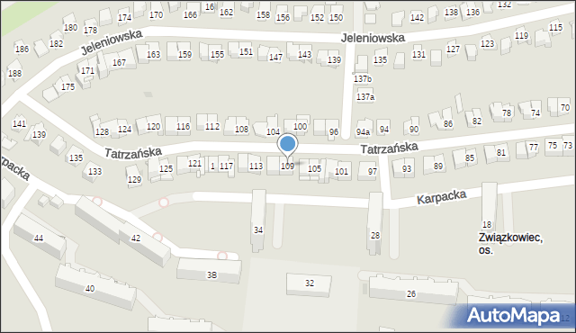 Kielce, Tatrzańska, 109, mapa Kielc