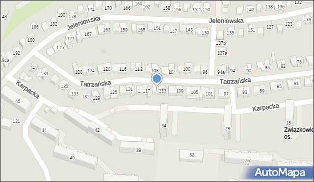 Kielce, Tatrzańska, 115, mapa Kielc