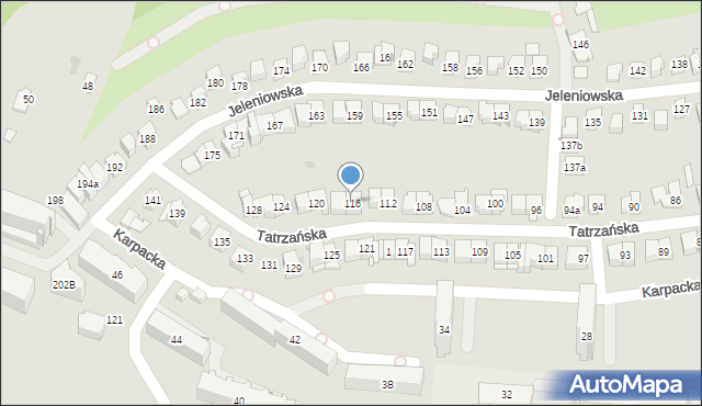 Kielce, Tatrzańska, 116, mapa Kielc