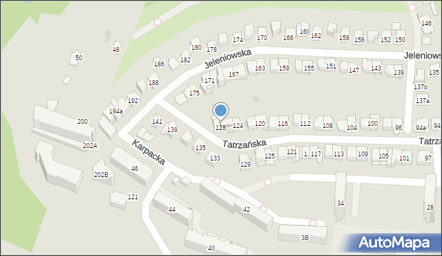 Kielce, Tatrzańska, 128, mapa Kielc