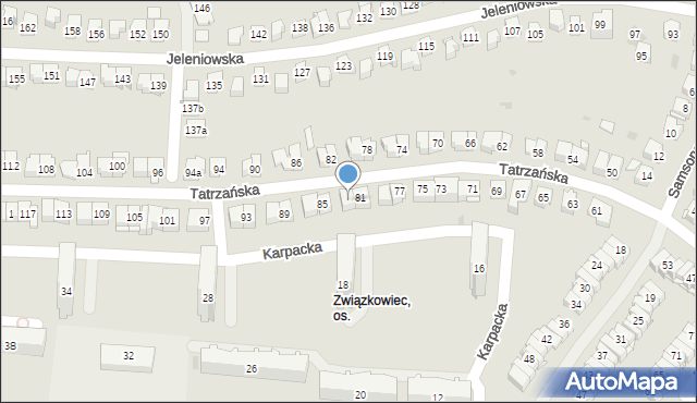 Kielce, Tatrzańska, 83, mapa Kielc