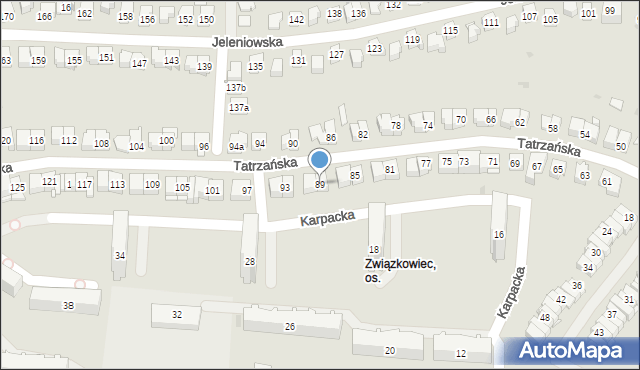 Kielce, Tatrzańska, 89, mapa Kielc