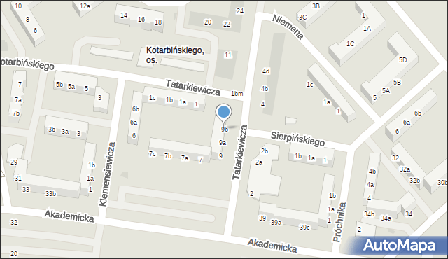 Koszalin, Tatarkiewicza Władysława, 9b, mapa Koszalina