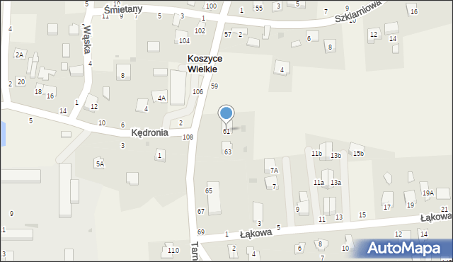 Koszyce Wielkie, Tarnowska, 61, mapa Koszyce Wielkie