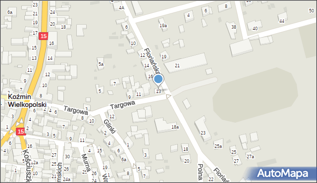 Koźmin Wielkopolski, Targowa, 13, mapa Koźmin Wielkopolski