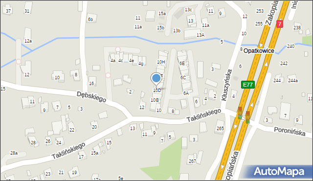 Kraków, Taklińskiego Władysława, 10D, mapa Krakowa