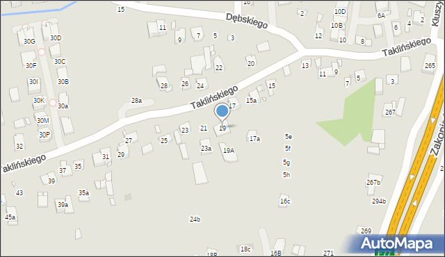 Kraków, Taklińskiego Władysława, 19, mapa Krakowa