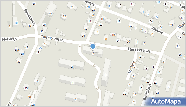 Kraków, Tarnobrzeska, 3, mapa Krakowa