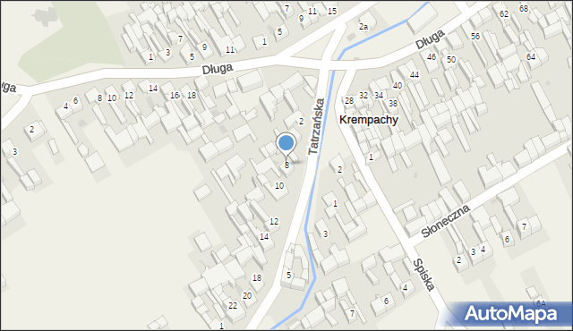 Krempachy, Tatrzańska, 8, mapa Krempachy