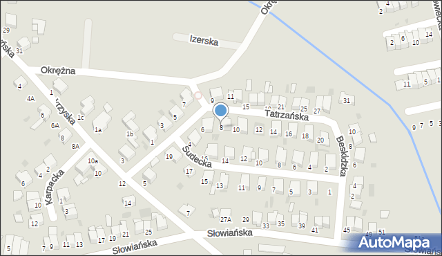 Krotoszyn, Tatrzańska, 8, mapa Krotoszyna