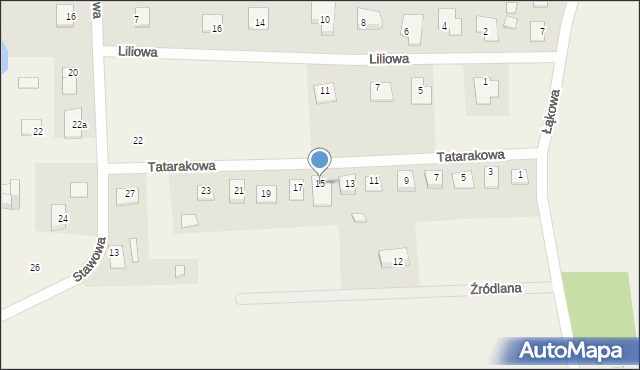 Kruszyn, Tatarakowa, 15, mapa Kruszyn