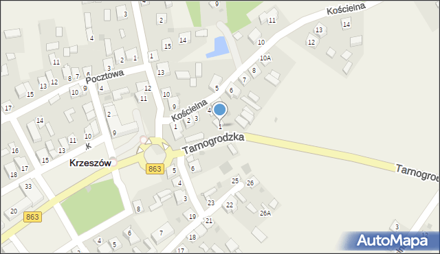 Krzeszów, Tarnogrodzka, 1, mapa Krzeszów