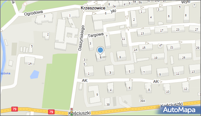 Krzeszowice, Targowa, 5, mapa Krzeszowice