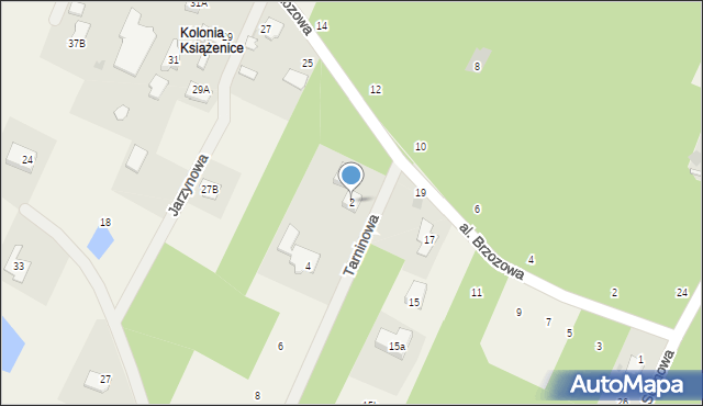 Książenice, Tarninowa, 2, mapa Książenice