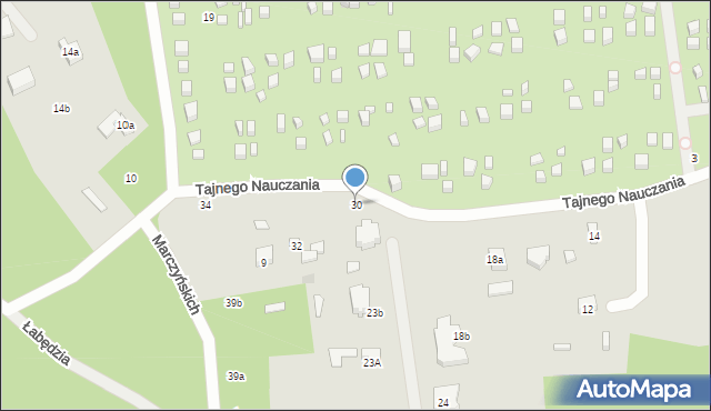 Łódź, Tajnego Nauczania, 30, mapa Łodzi