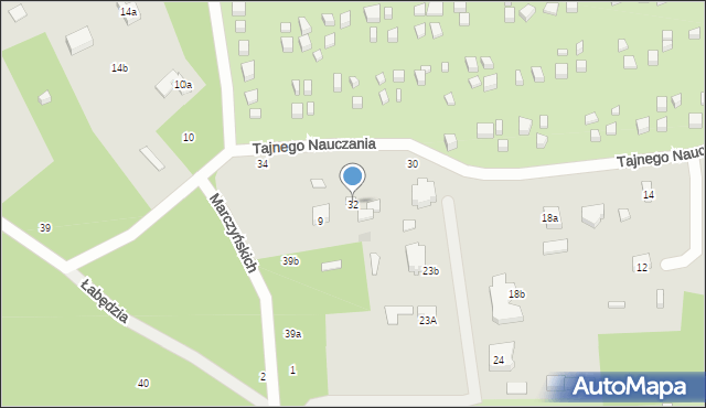 Łódź, Tajnego Nauczania, 32, mapa Łodzi