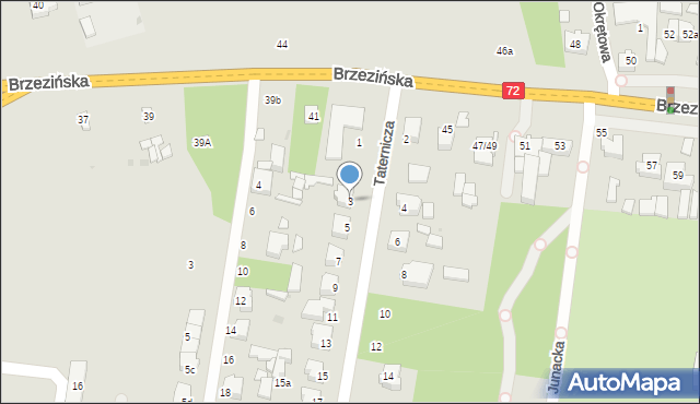 Łódź, Taternicza, 3, mapa Łodzi