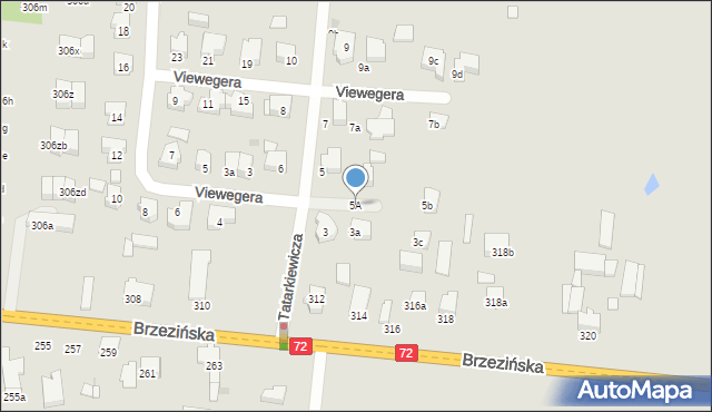 Łódź, Tatarkiewicza Władysława, 5A, mapa Łodzi