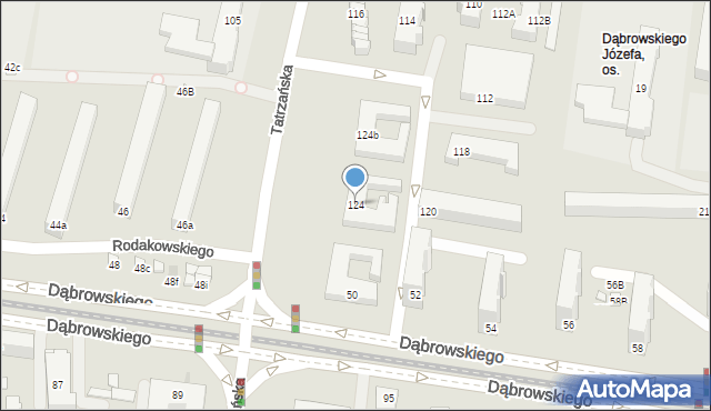 Łódź, Tatrzańska, 124, mapa Łodzi