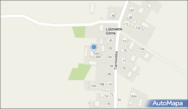 Luszowice, Tarnowska, 64B, mapa Luszowice