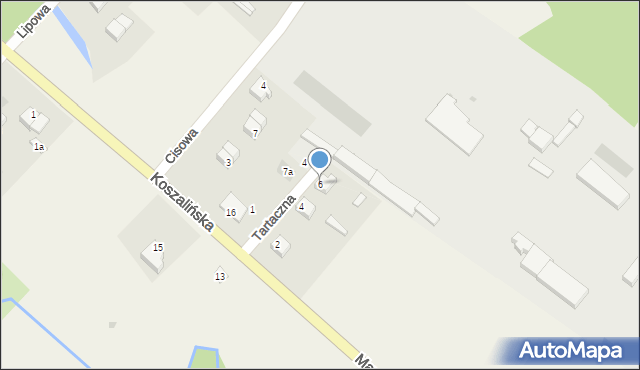 Manowo, Tartaczna, 6, mapa Manowo