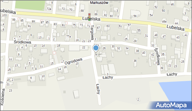 Markuszów, Targowa, 7, mapa Markuszów