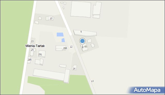 Mienia, Tartaczna, 9, mapa Mienia