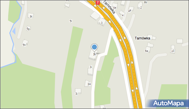 Myślenice, Tarnówka, 3k, mapa Myślenice