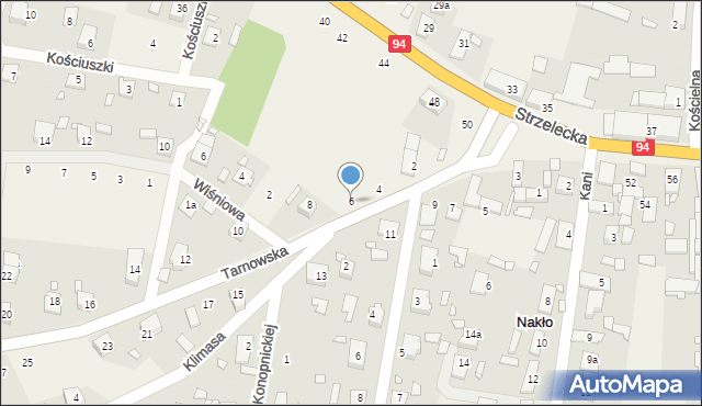 Nakło, Tarnowska, 6, mapa Nakło