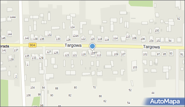 Nierada, Targowa, 115, mapa Nierada