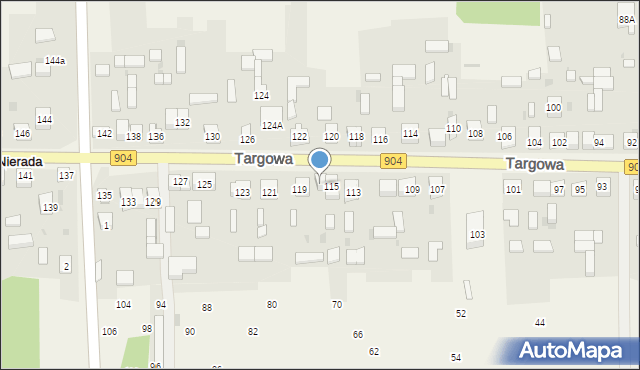 Nierada, Targowa, 117, mapa Nierada