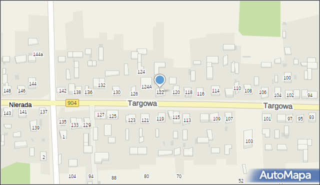 Nierada, Targowa, 122, mapa Nierada