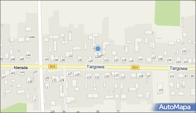 Nierada, Targowa, 124A, mapa Nierada