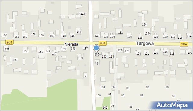 Nierada, Targowa, 135a, mapa Nierada