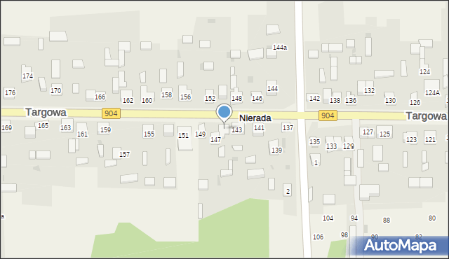 Nierada, Targowa, 145, mapa Nierada