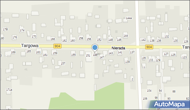 Nierada, Targowa, 149, mapa Nierada