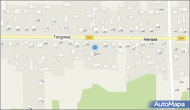 Nierada, Targowa, 157, mapa Nierada